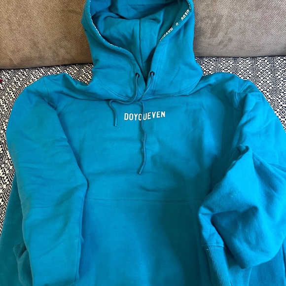 DOYOUEVEN Men’s Hoodie Size M – Teal “Leave Your Mark” Gym Sweatshirt - Picture 4 of 4